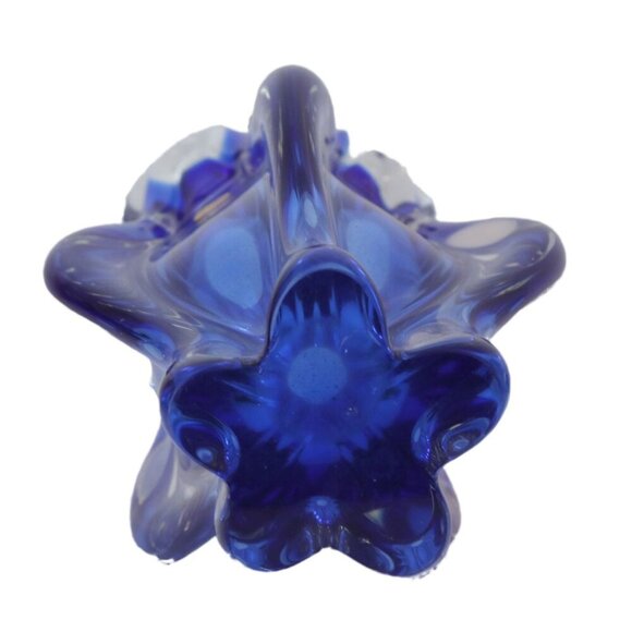 Vintage Bohemia Josef Hospodka Czech Art Glass Vase Cobalt Blue & Clear MCM - Picture 6 of 6